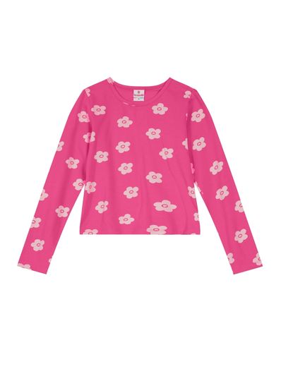 Blusa Básica Em Cotton Estampada Infantil Menina Brandili - 2