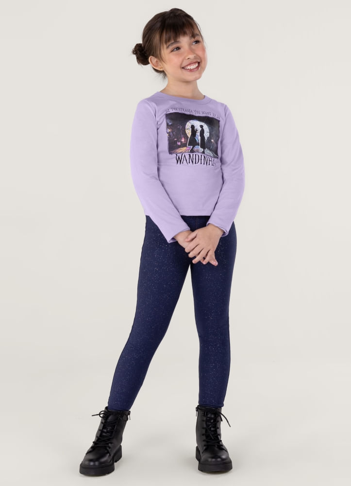 Blusa Wandinha Em Malha Infantil Menina Brandili
