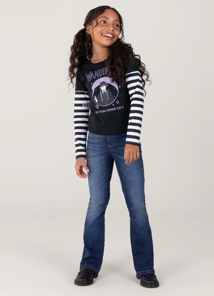 Blusa Wandinha Em Malha Infantil Menina Brandili