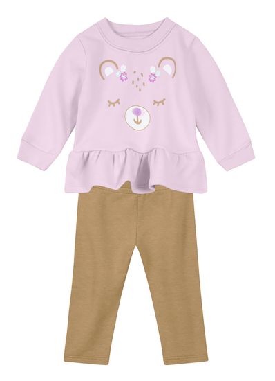 Conjunto Blusão Ursinho Bebê Menina Brandili Baby - P