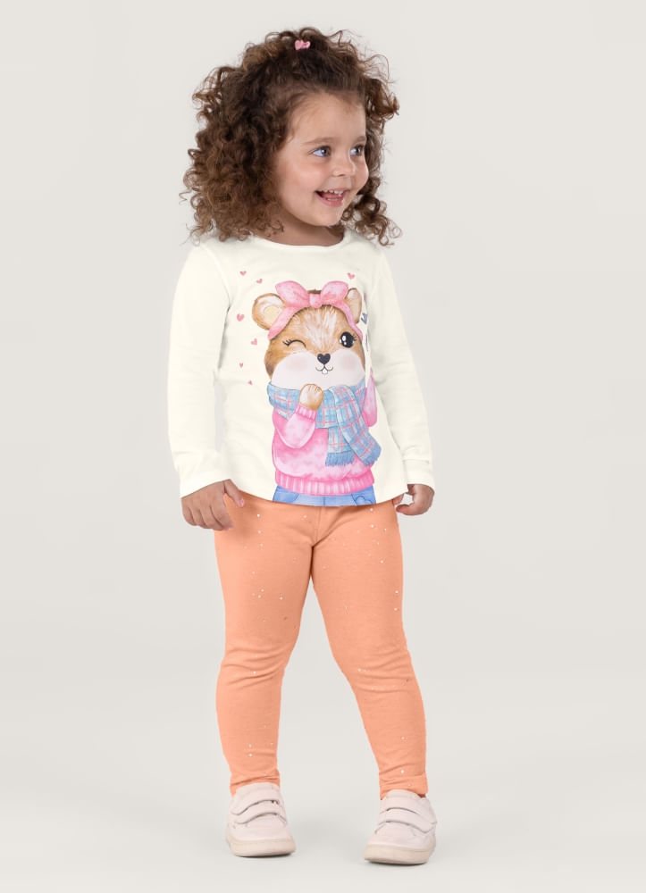 Calça Legging Molecottom Bebê Menina Brandili Baby