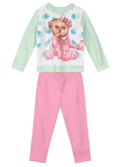 Conjunto Com Blusão Fleece Infantil Menina Brandili - 2