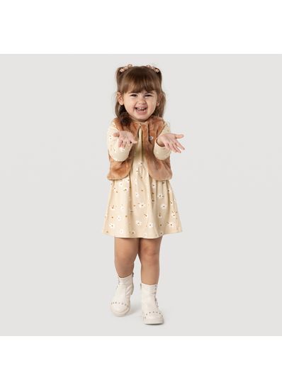 Vestido Manga Longa Em Ribana Infantil Menina Brandili - 2