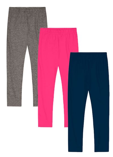 Kit Calça Legging Basica Infantil Menina Em Cotton Brandili 2