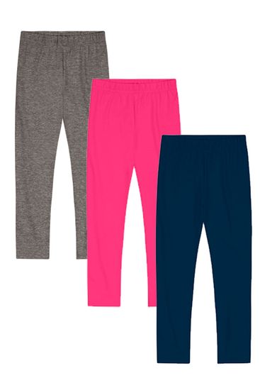 Kit Calça Legging Basica Infantil Menina Em Cotton Brandili P