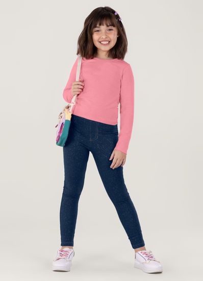 Calça Legging Em Cotton Jeans Infantil Menina Brandili