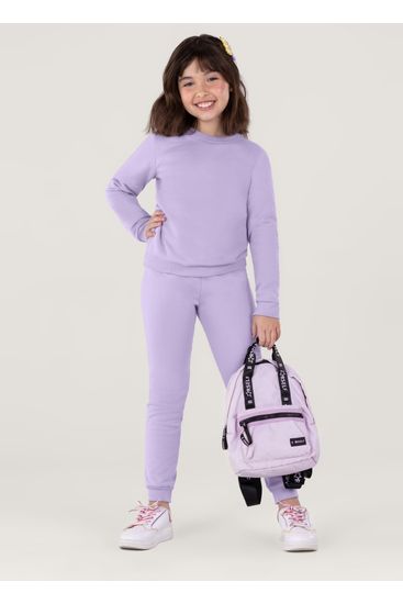 Calça jogger básica infantil menina em moletom Brandili - 1