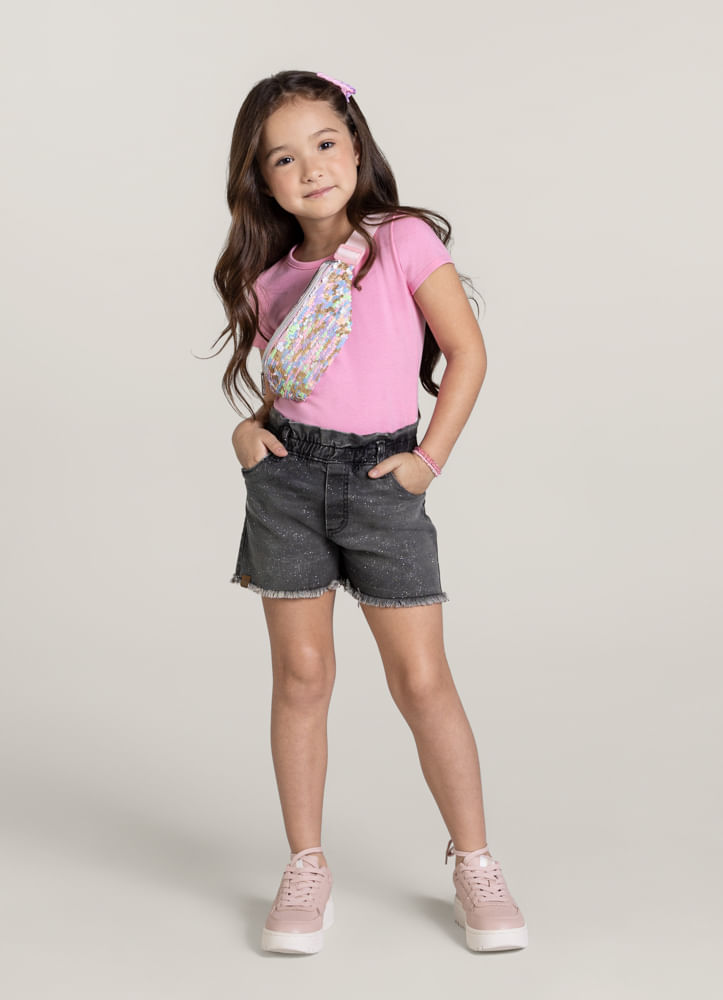 Shorts jeans infantil menina Brandili