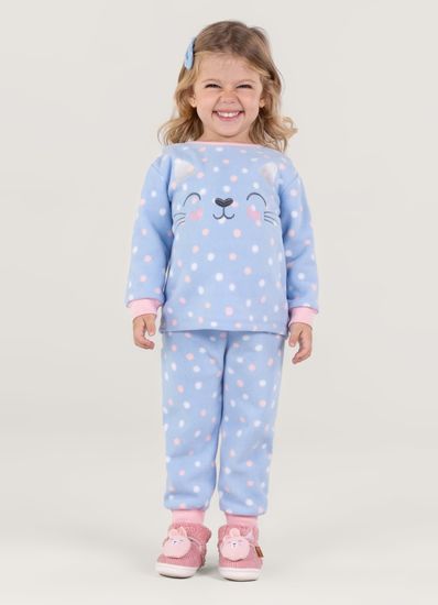 Pijama Bordado Em Soft Poa Infantil Menina Brandili