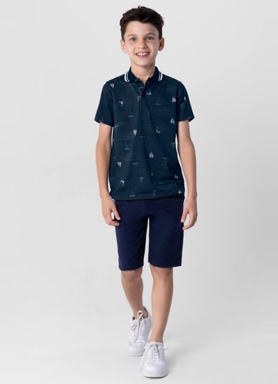 Camisa polo estampada infantil menino em malha Brandili - 10