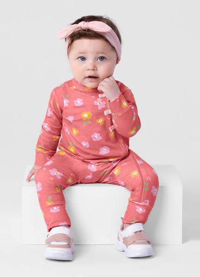 Macacão bebê menina estampado em cotton Brandili Baby - G