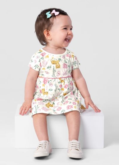 Vestido bebê menina estampado em malha Brandili Baby - 1