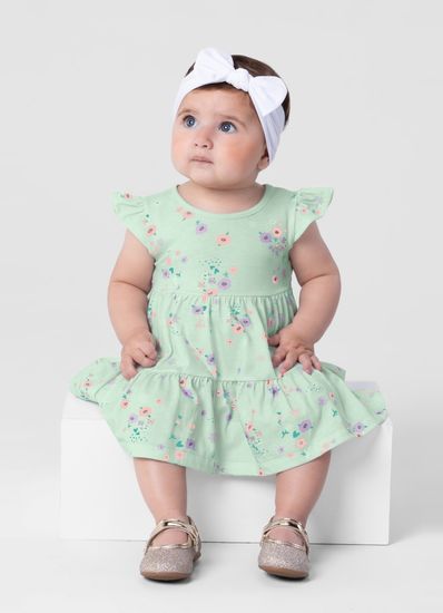 Vestido bebê menina estampado em malha Brandili Baby - G