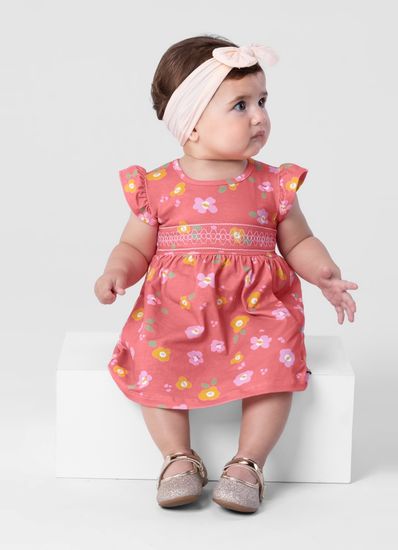 Vestido bebê menina estampado em cotton Brandili Baby - G