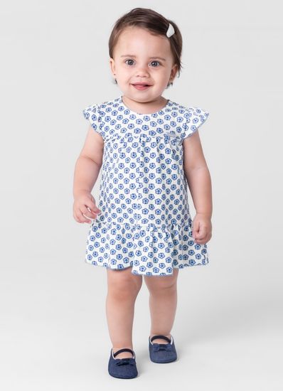 Vestido infantil menina estampado Mundi - 1