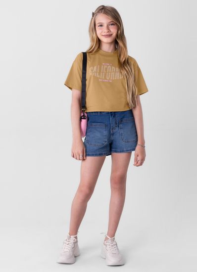 Blusa cropped em malha infantil menina Young Class - 10