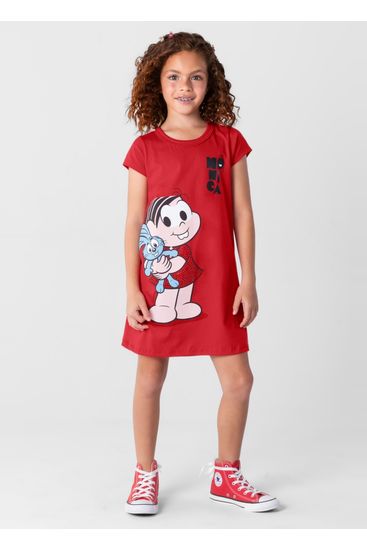 Vestido infantil menina Turma da Mônica em malha Brandili - 4