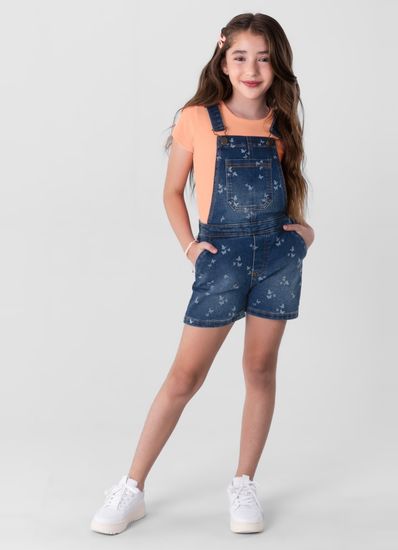 Jardineira jeans infantil menina Brandili - 10