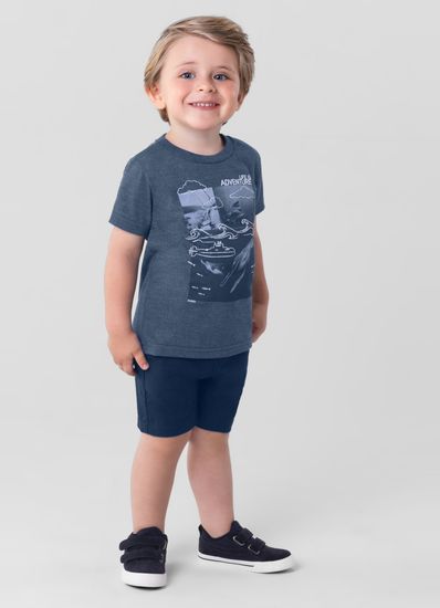 Camiseta infantil menino em malha mercla Mundi - 1