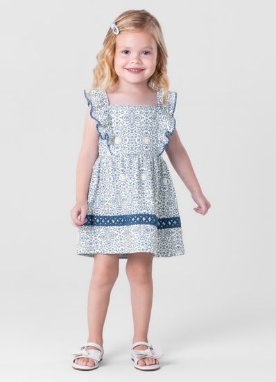 Vestido estampado infantil menina em cotton Mundi - 1