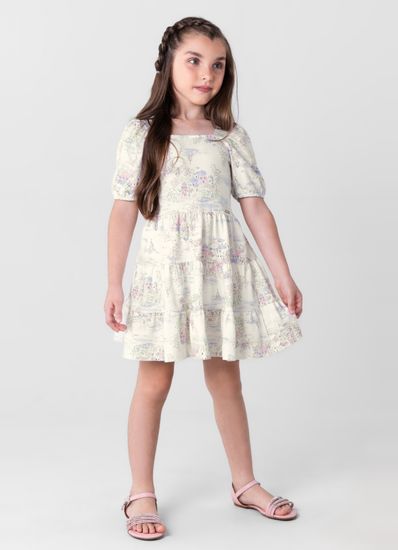 Vestido estampado infantil menina em cotton Mundi - 10