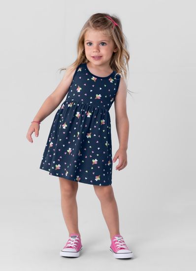 Vestido estampado infantil menina em malha Brandili - 2