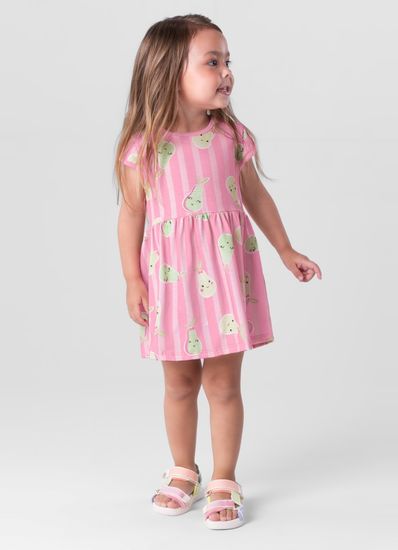 Vestido infantil menina em malha estampado Brandili - 1