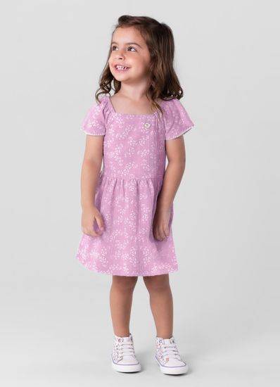 Vestido infantil menina estampado em cotton Brandili - 1