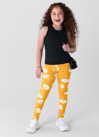 Calça legging estampada infantil menina em cotton Brandili - 10