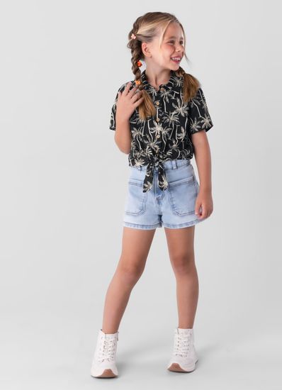 Camisa cropped em malha infantil menina Brandili - 10