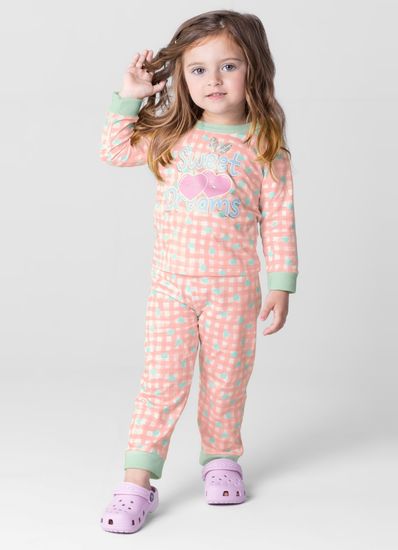 Pijama longo infantil menina com estampa brilha no escuro Brandili - 10