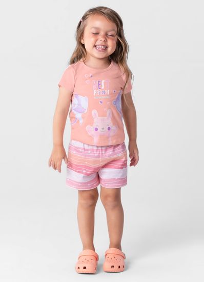 Pijama infantil menina com estampa brilha no escuro Brandili - 2