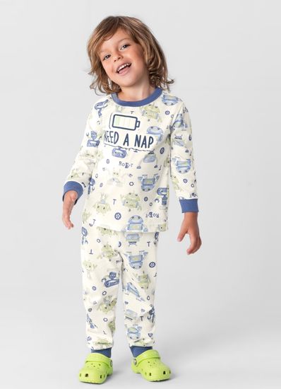 Pijama longo infantil menino com estampa brilha no escuro Brandili - 2