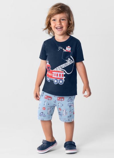 Pijama infantil menino com estampa brilha no escuro Brandili - 1