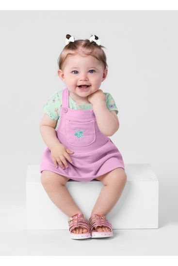 Salopete bebê menina com body Brandili Baby - P