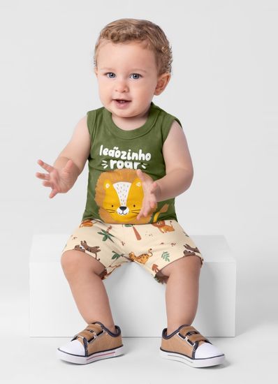 Conjunto bebê menino com regata e bermuda Brandili Baby - G