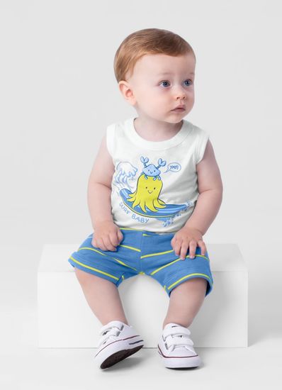 Conjunto bebê menino com regata e bermuda Brandili Baby - M