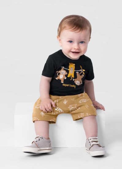 Conjunto bebê menino com bermuda saruel Brandili Baby - G