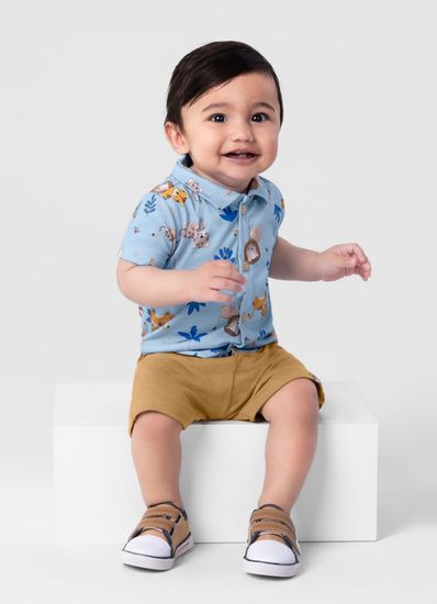 Conjunto bebê menino com camisa e bermuda Brandili Baby - 1