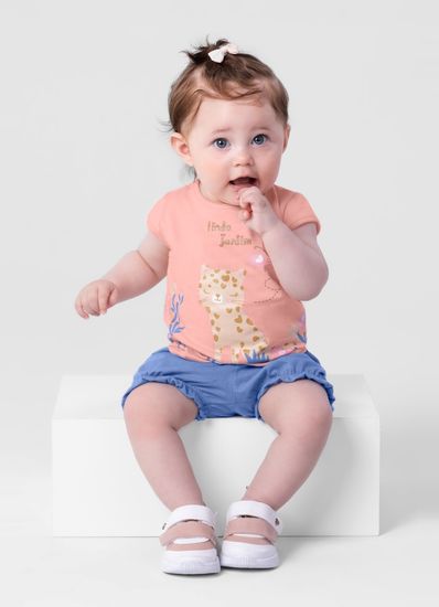 Conjunto bebê menina com shorts balonê Brandili Baby - 3