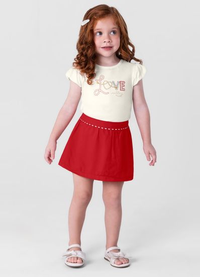 Conjunto infantil menina com blusa e saia shorts Mundi - 1
