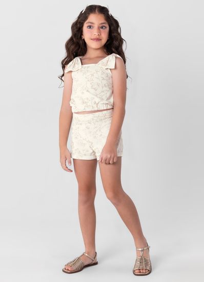 Conjunto infantil menina com cropped e shorts Mundi - 10