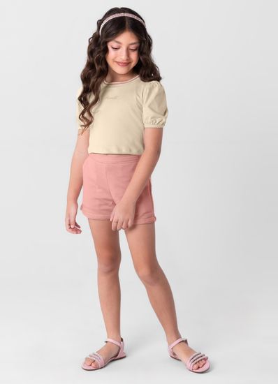 Conjunto infantil menina com cropped e shorts Mundi - 12