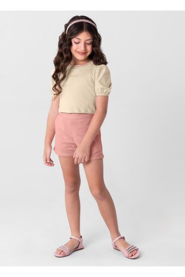 Conjunto infantil menina com cropped e shorts Mundi - 10