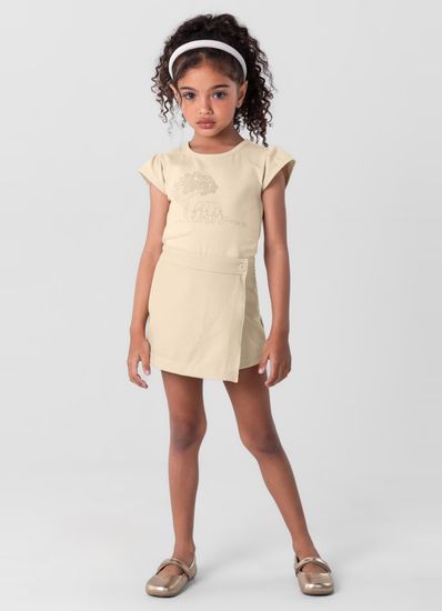 Conjunto infantil menina com blusa e shorts saia Mundi - 10