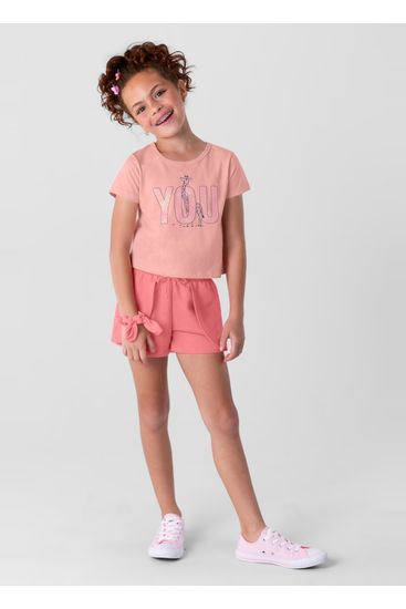 Conjunto infantil menina com blusa cropped Brandili - 4