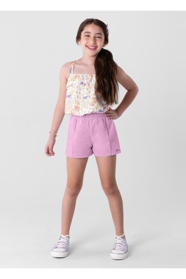 Conjunto infantil menina com blusa cropped Brandili - 4