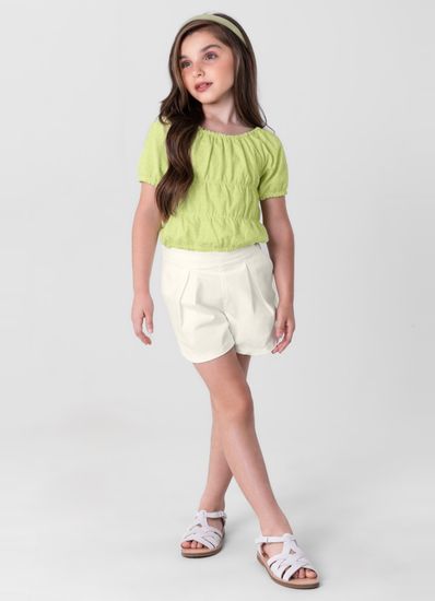 Conjunto infantil menina com cropped e shorts Mundi - 10