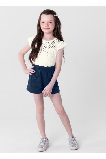 Conjunto infantil menina com blusa e bermuda Mundi - 10
