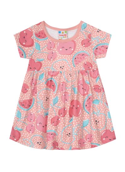 Vestido Estampado Infantil Menina Em Malha Brandili Vestido estampado bebê menina em malha Brandili - M